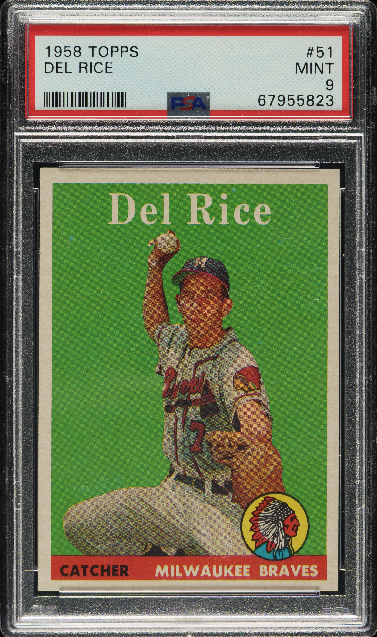 Del Rice Number 1958 Topps #51 Del Rice PSA MINT 9 - Highest Graded! | REA Archive