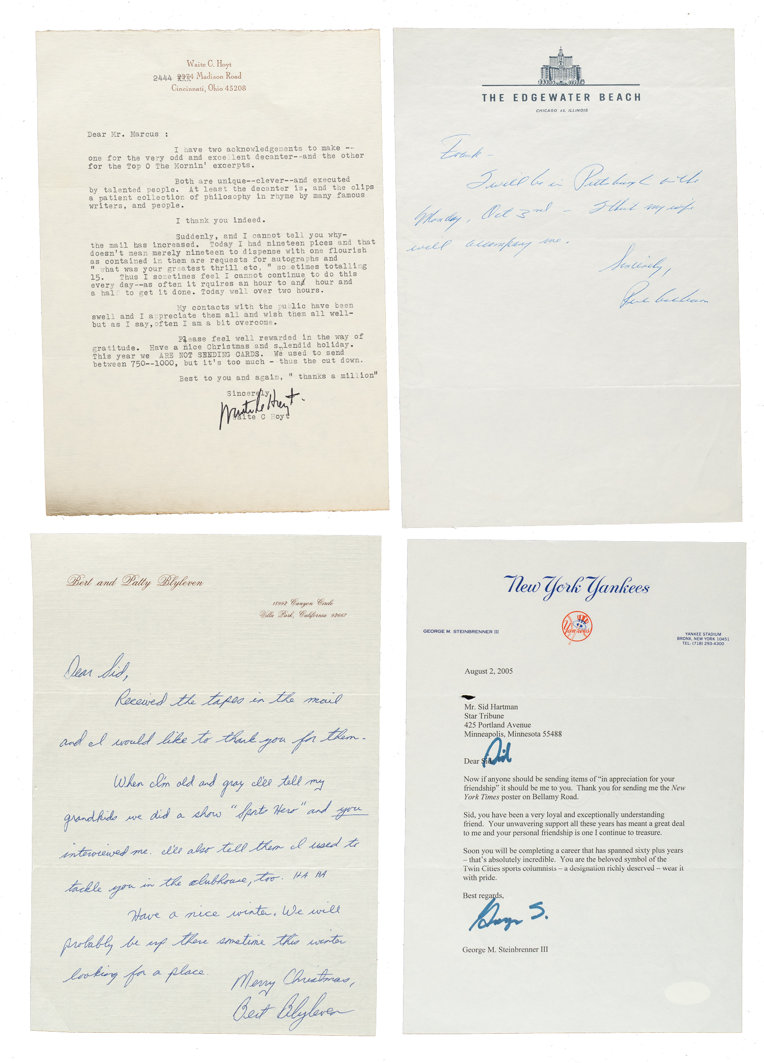 Hall of Fame and Executives Signed Letter Collection (10) Including ...