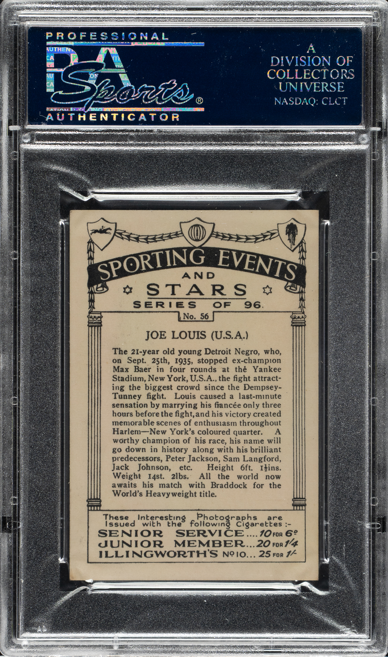 Joe Louis Rookie Card 1935 J.A. Pattreiouex
