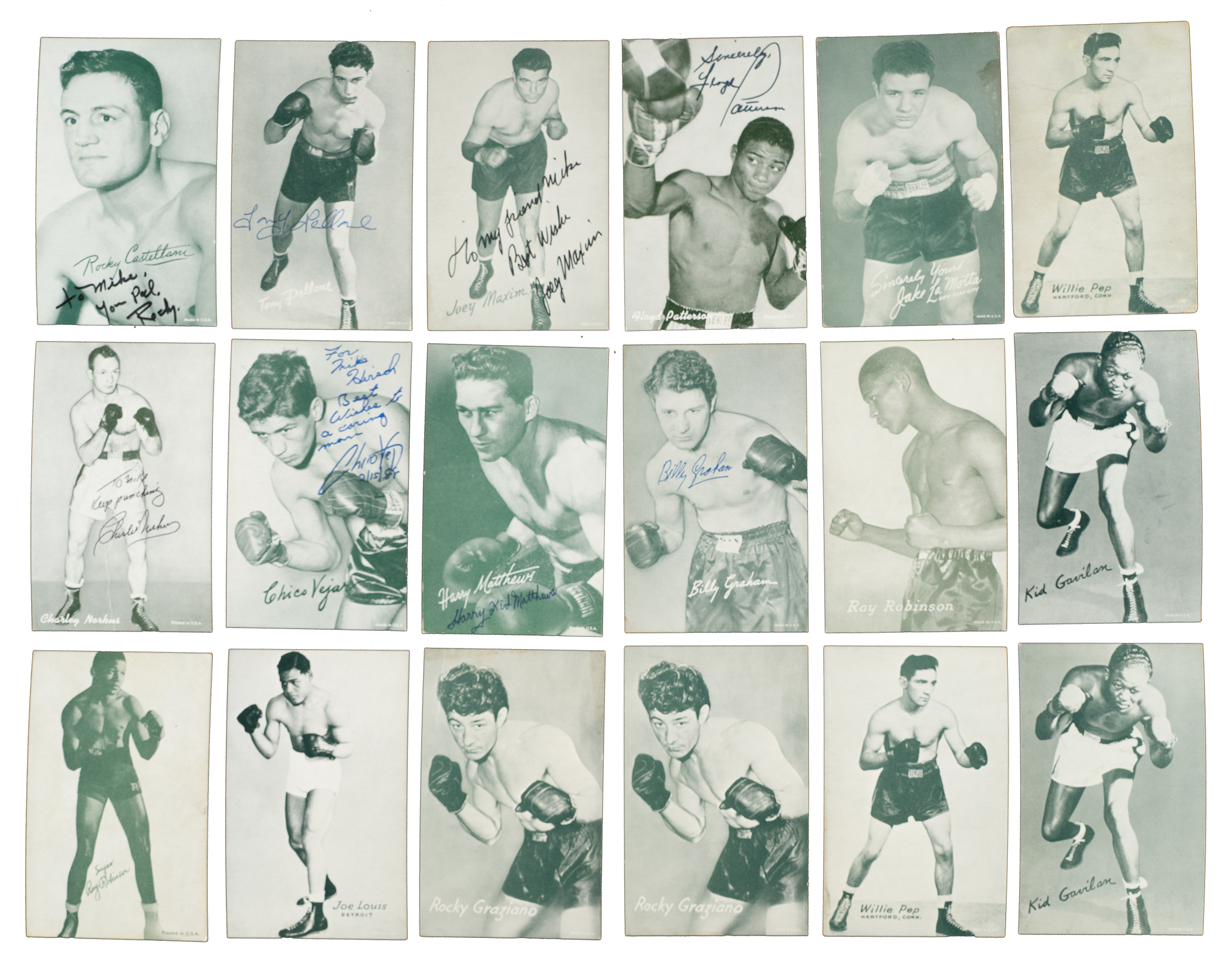1947-1966 Exhibits Boxing Collection (133) Including Nine Signed Cards ...