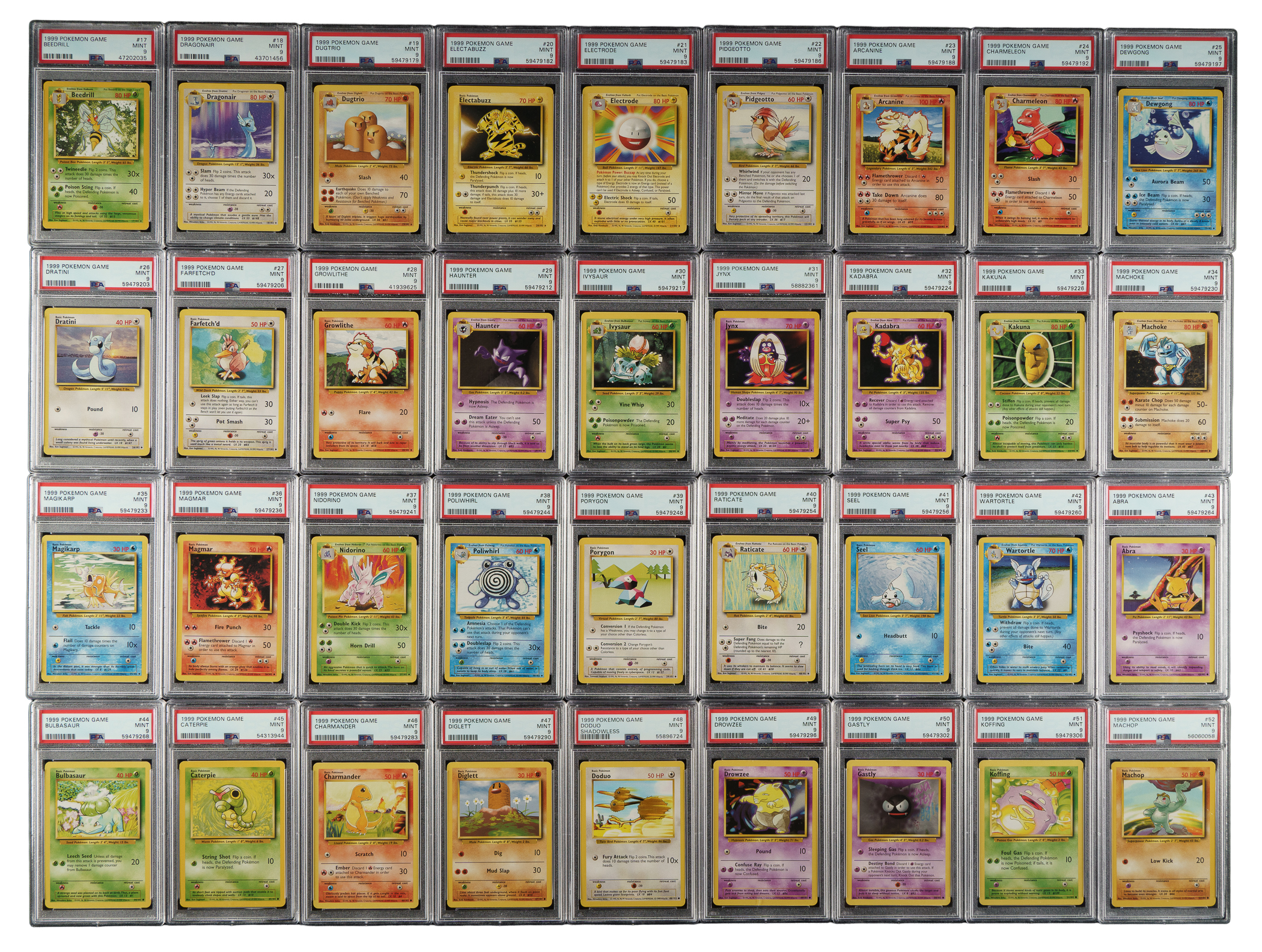 1999 Pokemon Base Set PSA MINT 9 Complete Set 102 REA Archive