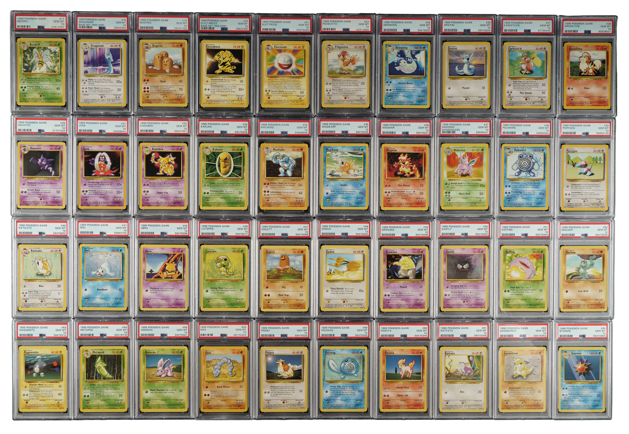 1999 Pokemon Base Set PSA-Graded Near-Complete Set (86/102) - All PSA ...