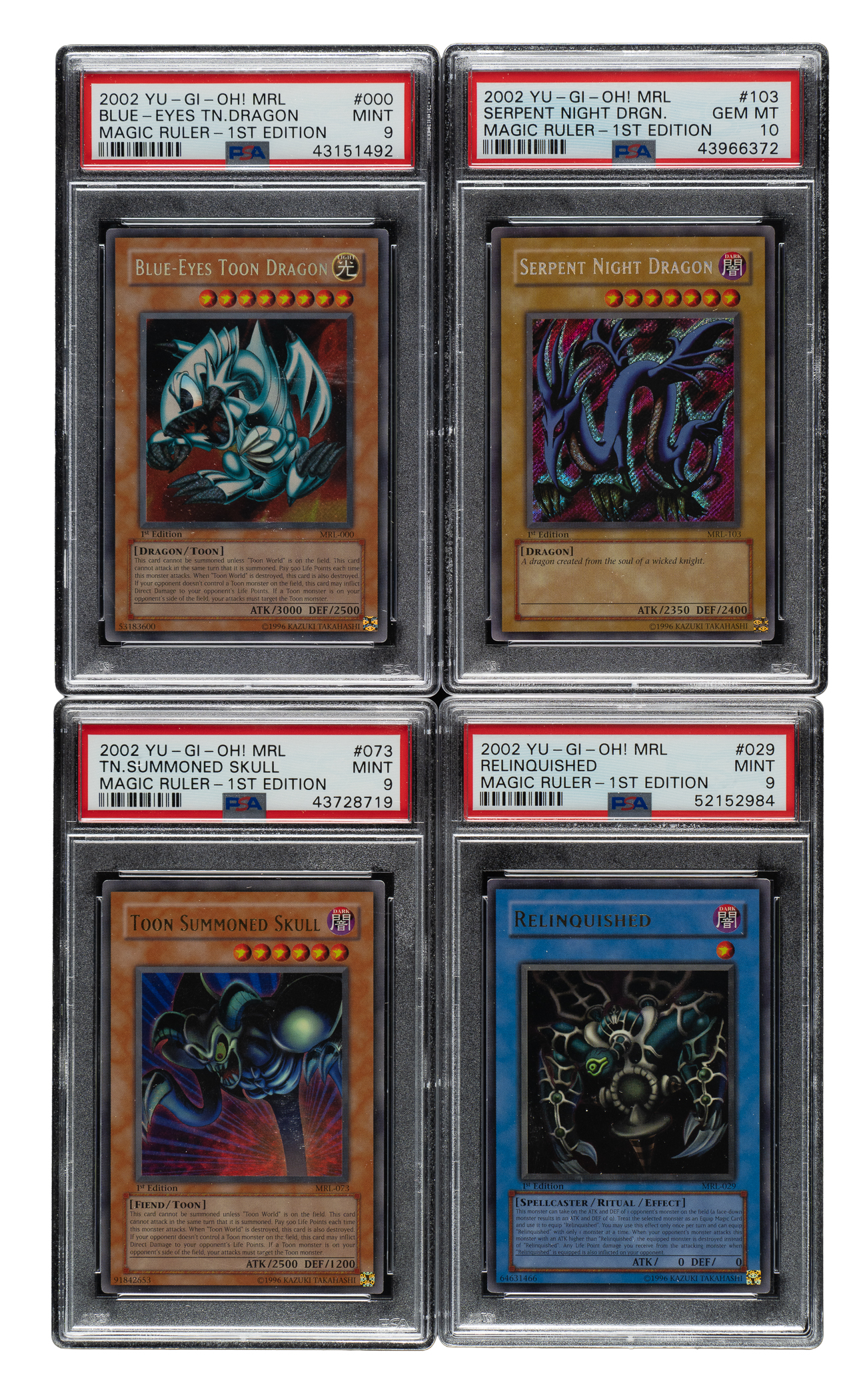 2002 Yu-Gi-Oh! Magic Ruler 1st Edition PSA GEM MINT 10 and MINT 9 ...