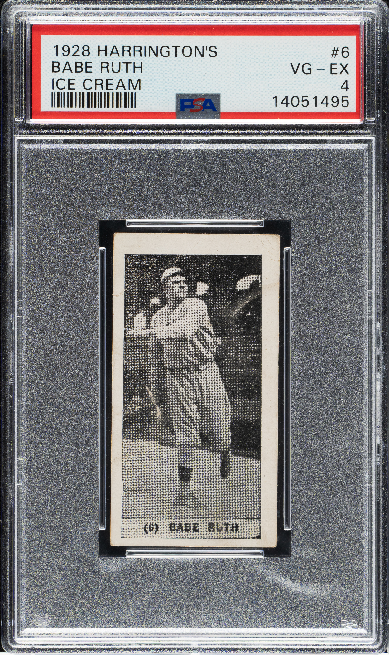 Babe Ruth Cream 1928 F50 Harrington's Ice Cream #6 Babe Ruth PSA VG-EX 4 | REA Archive