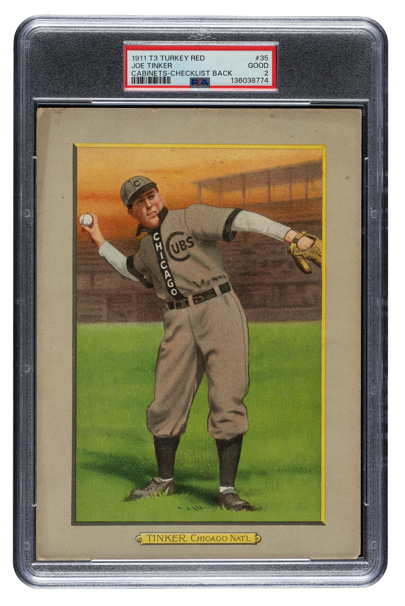 1911 T3 Turkey Red #35 Joe Tinker PSA GOOD 2 | REA Archive