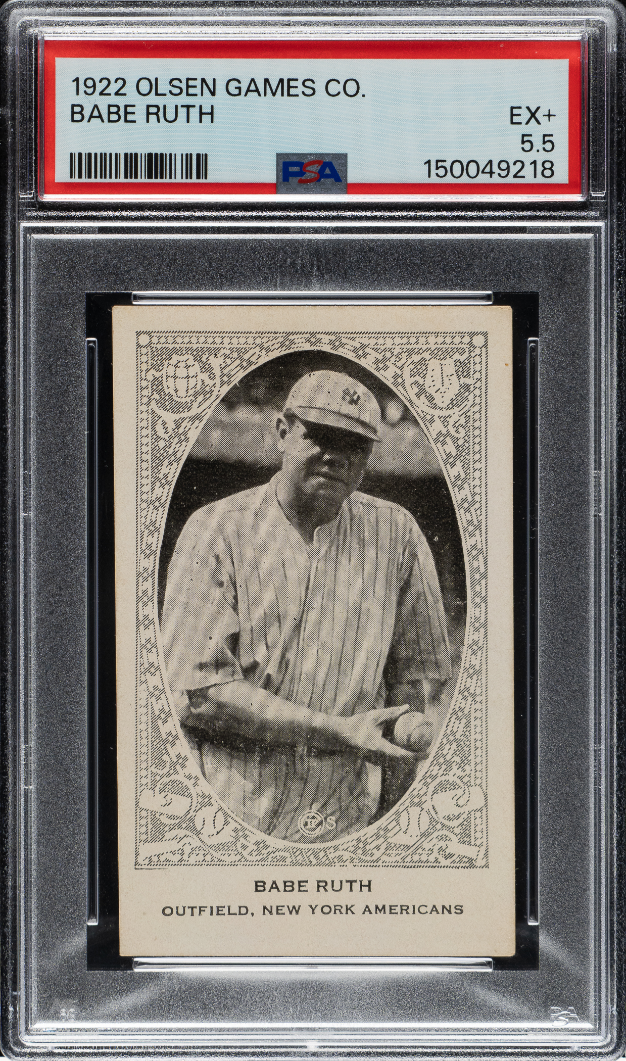 newly-discovered-1922-olsen-games-co-babe-ruth-psa-ex-55-highest-graded