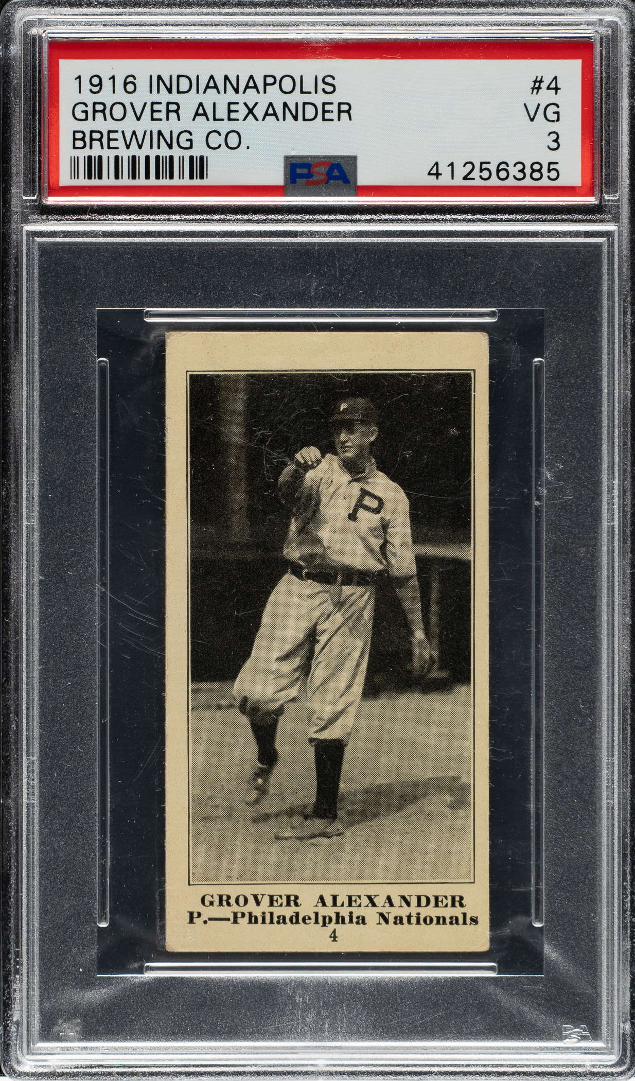 1916 M101-4 Indianapolis Brewing Co. #4 Grover Alexander PSA VG 3 - 1 ...