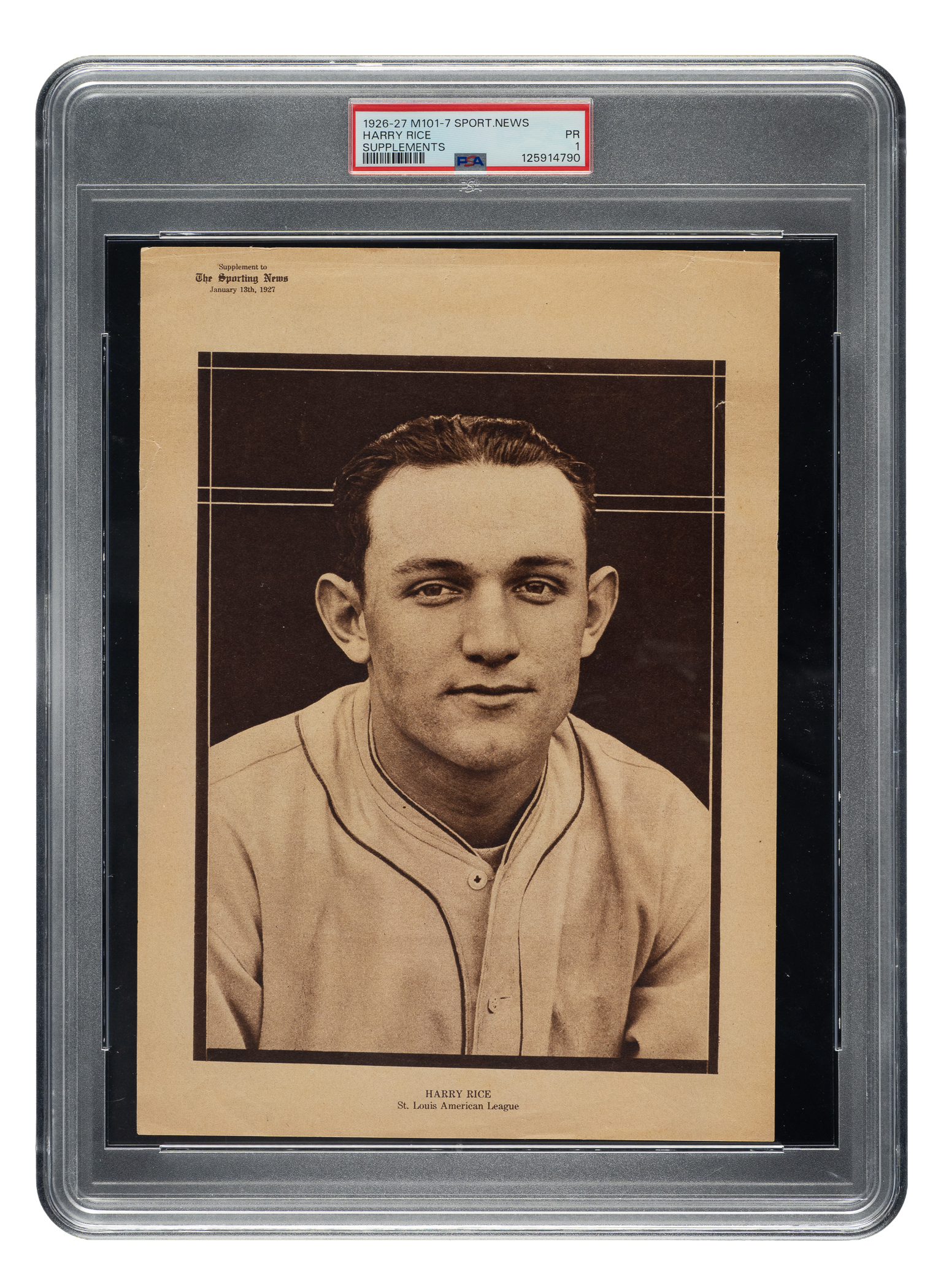 1926-1927 M101-7 Sporting News Supplements Harry Rice PSA POOR 1 - The ...